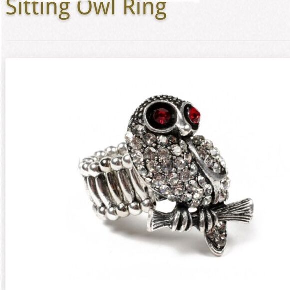 NWT Silver Plated owl ring Austrian Crystals - Picture 3 of 9